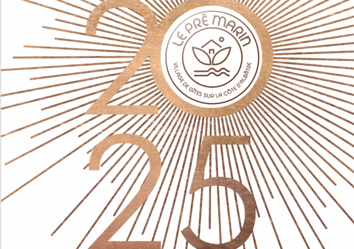 Logo anniversaire Le Pré Marin, gîtes de charme sur la Côte d'Armor.